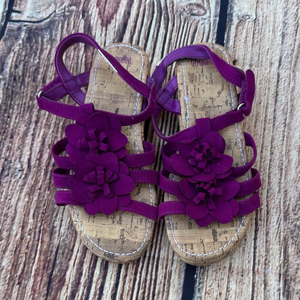 Gymboree Magenta Floral Wedge Sandals
